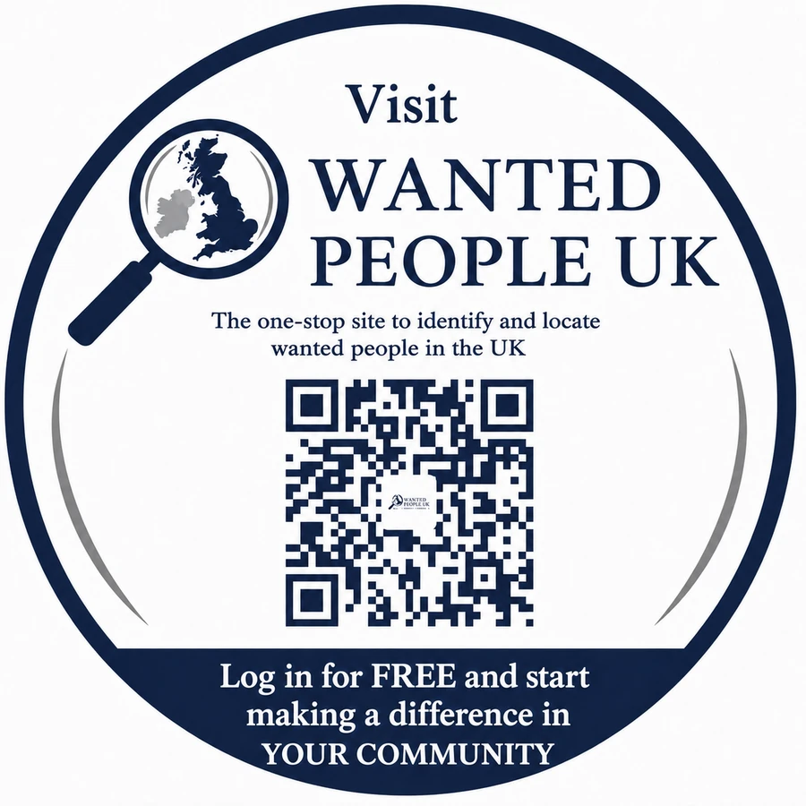 Visit WANTED PEOPLE UK — scan to log in for free